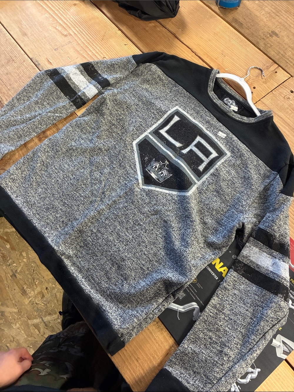 Red Jacket Men’s Gray & Black Crewneck Sweater with LA Shield